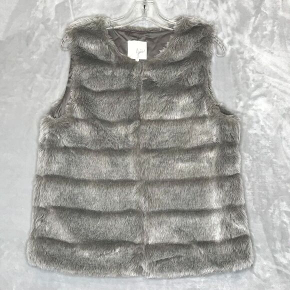 Medium Jackets & Blazers - Joie Adriana Faux Fur Vest Womens Medium Gray Hook & Eye Lined Mod Wife Core